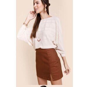 Indigo Rising Brown Coated Mini Skirt Side Slit Size Medium